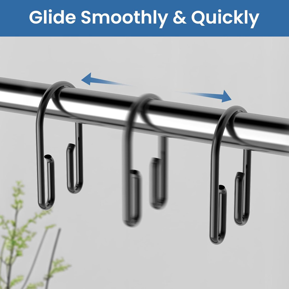 Double Sided Shower Curtain Rings Rust Proof，12 Pcs Shower Hooks For Inside Shower，Smooth Sliding Anti-Drop Double Shower Rings For Curtain